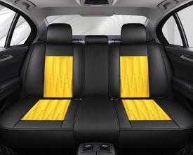 Set huse scaune auto compatibil Dacia Sandero II 2012-2020, fata-spate, piele ecologica negru cu galben - Img 2