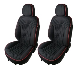 Set huse scaune auto compatibil Renault Fluence 2009-2016, fata-spate, material textil negru cu cusatura rosie - Img 3