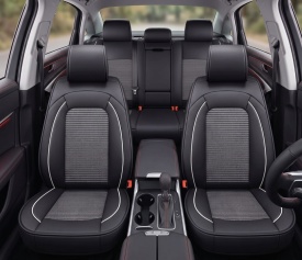 Set huse scaune auto compatibil SKODA Rapid 2012-2019, fata-spate, piele cu textil, negru cu gri