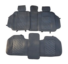 Set huse scaune auto compatibil VW Golf V 2003-2009, fata-spate, piele ecologica negru cu cusatura rosie - Img 4