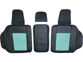 Set huse scaune auto compatibil VW Golf V 2003-2009, fata-spate, piele ecologica Negru cu turcoaz - Img 4