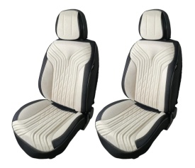 Set huse scaune auto compatibil VW Golf VII 2012-2019, fata-spate, material textil negru cu crem - Img 2