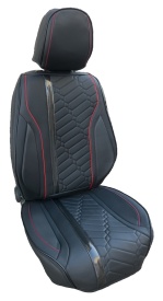 Set huse scaune auto compatibil VW Passat B6 2005-2010, fata-spate, piele ecologica negru cu cusatura rosie