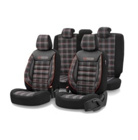 Set huse scaune auto compatibil VW Tiguan 2008-2015, fata-spate, Otom Luxury, GTI SPORTS Design, material textil cu piele ecologica - Img 2