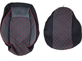 Set huse scaune auto compatibile Mercedes Sprinter 2006-2017 2+1, piele ecologica cu textil, negru cusatura rosie - Img 4