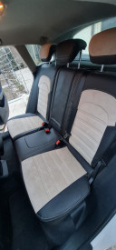 Set huse scaune auto, dedicate Audi A6 C7 2011-2018, piele ecologica cu textil, negru cu crem - Img 5