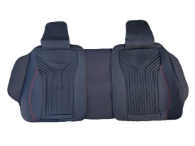 Set huse scaune auto universale Deluxetuning, material textil, negru cu dunga rosie, fata-spate, bancheta fractionata - Img 4