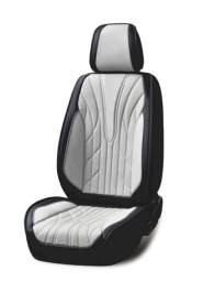 Set huse scaune auto universale, fata-spate, piele ecologica negru cu gri