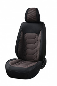 Set huse scaune auto universale, material textil negru cu maro, fata-spate