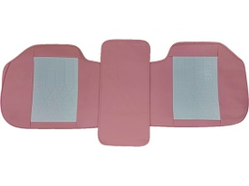 Set huse scaune auto universale, piele ecologica roz cu alb, Luxury, fata-spate - Img 5