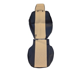 Set huse scaune autoutilitara 2+1 pentru fata culoare negru cu crem, piele ecologica compatibil cu Opel Vivaro 2014-2019 VAN - Img 3