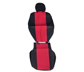 Set huse scaune autoutilitara 2+1 pentru fata culoare negru cu rosu, piele ecologica compatibil cu Opel Vivaro 2014-2019 VAN - Img 4