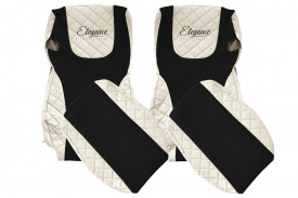 Set huse scaune camion compatibil cu DAF XF105 2012-> euro 6, Negru cu crem, piele ecologica cu velur