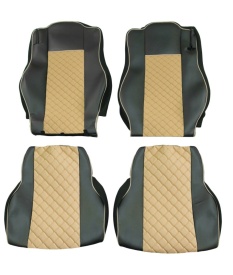 Set huse scaune camion compatibile cu DAF XF euro 6 2012->, piele ecologica negru cu crem - Img 3