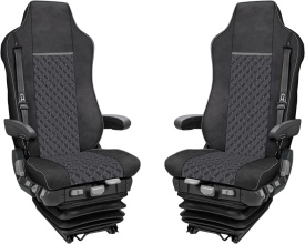 Set huse scaune camion compatibile cu IVECO STRALIS S-WAY 2021->, piele ecologica negru cu gri