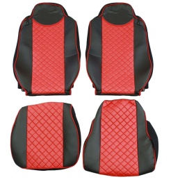 Set huse scaune camion compatibile cu MAN TGX 2007-2021, piele ecologica negru cu rosu - Img 4