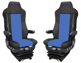Set huse scaune camion compatibile cu MAN TGX II 2021->, piele ecologica negru cu albastru - Img 1