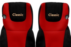 Set huse scaune camion compatibile DAF XF euro 6 2012-> , material textil negru cu rosu - Img 3