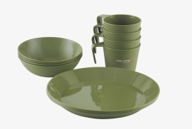 Set tacamuri vesela pentru masa de 4 persoane, farfurii si cani, Easy Camp Moss 4