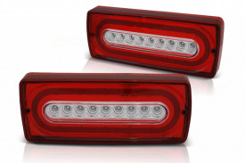Stopuri LED compatibil cu Mercedes G-Class W463 1990-2012 Rosu Clar cu Semnal Dinamic Secvential - Img 2