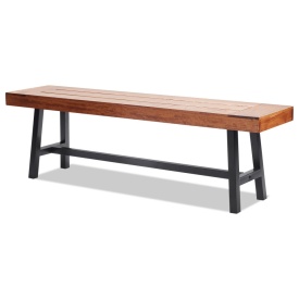 Banca de gradina din lemn de 160 cm cu picioare metalice pentru exterior, capacitate de incarcare de 250 kg, pentru gradina, banca de masa, de terasa, curte, veranda - Img 1