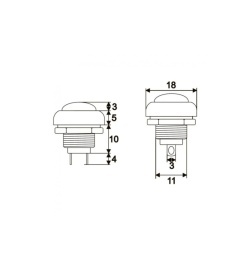 Buton push cu revenire, dimensiune 18mm, 250V, rosu negru, bucata - Img 2