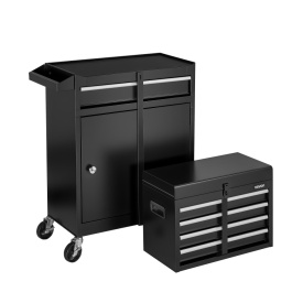 Carucior pentru scule, organizator dulap scule cu 5 sertare, cutie scula metalica detasabila in partea superioara, bara blocare, raft scule atelier garaj - Img 11