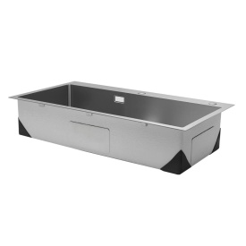 Chiuveta de bucatarie de 85 cm cu o singura cuva, lavoar incorporat in otel inoxidabil cu accesorii, chiuveta de spalat vase pentru rulote, bucatarie, spalatorie, bar - Img 11