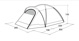 Cort camping tip cupola cu 2 camere, pentru 4 persoane, 355x260x135 cm, Outwell Tent Cloud 4 - Img 11