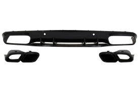 Difuzor Bara Spate compatibil cu MERCEDES C-Class C205 A205 Coupe Cabriolet 2014-2019 Facelift C63S Design Negru - Img 1