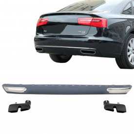 Difuzor Bara Spate si Ornamente Evacuare compatibil cu AUDI A6 4G 2010-2014 Facelift W12 Design - Img 8