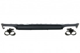 Difuzor Bara Spate si Ornamente Evacuare compatibil cu Audi A6 C8 4K Avant Sedan (2018-up) S6 Design Negru Mat