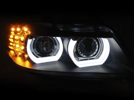 Faruri Bi-Xenon U-Led 3D Angel Eyes compatibil cu BMW Seria 3 E90 E91 2008-2011 Fundal gru - Img 6