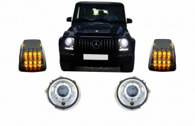 Faruri Crom compatibil cu Mercedes G-Class W463 (1989-2012) Bi-Xenon Look - Img 3