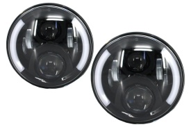 Faruri Full LED CREE compatibil cu Jeep Wrangler JK (2007-2017) Mercedes G-Class W463 (1989-2017) Land Rover Defender Negru