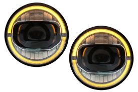 Faruri Full LED CREE DRL compatibil cu Jeep Wrangler JK (2007-2017) conversie la modelul din 2018+