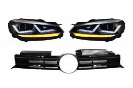 Faruri Osram LED Crom LEDriving Semnal Dinamic si Grila Centrala compatibil cu VW Golf 6 VI 2008-2012 R20 Design