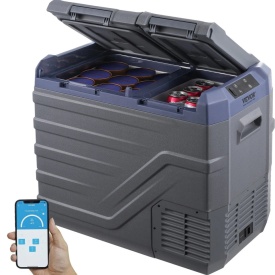 Frigider auto cu zona dubla de 39L, voltaj operare 12V 24V DC si 100-240V AC pentru exterior, camping, rulote