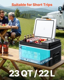 Frigider auto de 22L, voltaj operare 12V 24V DC si 100-240V AC 60W, -20C - 20 grade C pentru exterior, camping, rulote - Img 2