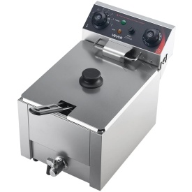 Friteuza electrica comerciala, capacitate ulei 6,8 L, friteuza de blat din otel inoxidabil de 2500 W cu cos si capac, control al temperaturii, supapa de scurgere a uleiului pentru restaurant si nu numai