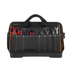 Geanta de scule, 410 mm, organizator de scule portabil cu 33 de buzunare, cu baza rezistentă la apa, fermoar mare, curea de umar reglabila - Img 7