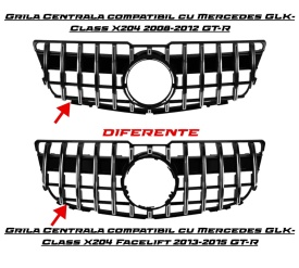 Grila Centrala compatibil cu Mercedes GLK-Class X204 Facelift 2013-2015 GT-R Panamericana Design Negru Lucios, Lichidare stoc! - Img 8