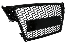 Grila Centrala Fara Emblema compatibil cu Audi A4 B8 2007-2012 RS Design Negru Lucios - Img 4