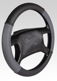 Husa volan imitatie piele perforata neagru cu gri diam. 38 cm - Img 2