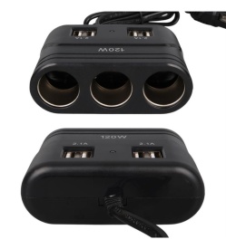 Incarcator auto, Splitter bricheta 12V-24V, 120W, 3 iesiri, 4 USB 2.1A