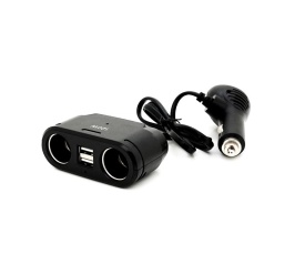 Incarcator auto splitter bricheta cu afisaj, 12V-24V, 2 iesiri soket 12V + 2 iesiri USB, 120W - Img 2