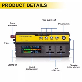 Invertor de tensiune de la 12V la 220V 1200w cu afișaj digital - Img 3
