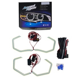 Kit LED Angel Eyes compatibil BMW seria 3 E90, E91, E92, E93, F30 fara lupa cu lumina alba - Img 5