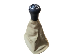 Nuca schimbator cu manson piele ecologica compatibil cu VW Passat B5, B5.5 1996-2004, culoare bej, 5 viteze