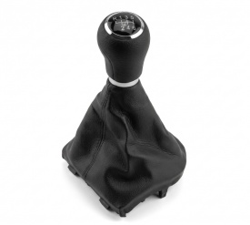 Nuca schimbator de viteze cu rama si manson piele ecologica compatibil cu VW Transporter 7 T7 2024-2026, 6 trepte, culoare negru cu crom